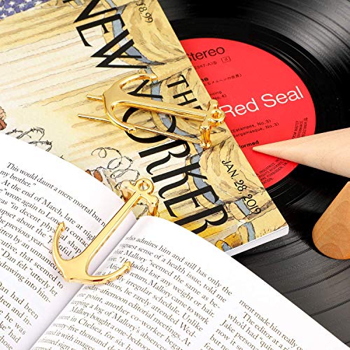 Creative Anchor Bookmark For Reading Hands Free Metal Bookmark Page Holder Book Holder Students Teachers Graduation Gifts School Office Supplies (Golden) #TOP4