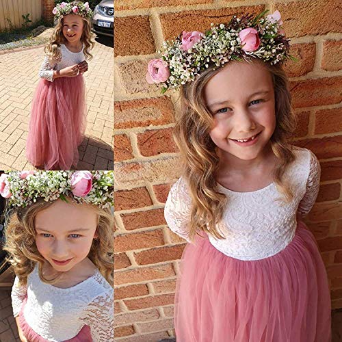 Image of Topmaker Flower Girl Dress for Toddler Baby Girls,Lace Tulle Dress for Wedding,Birthday Party,Photoshoot,Special Occasion