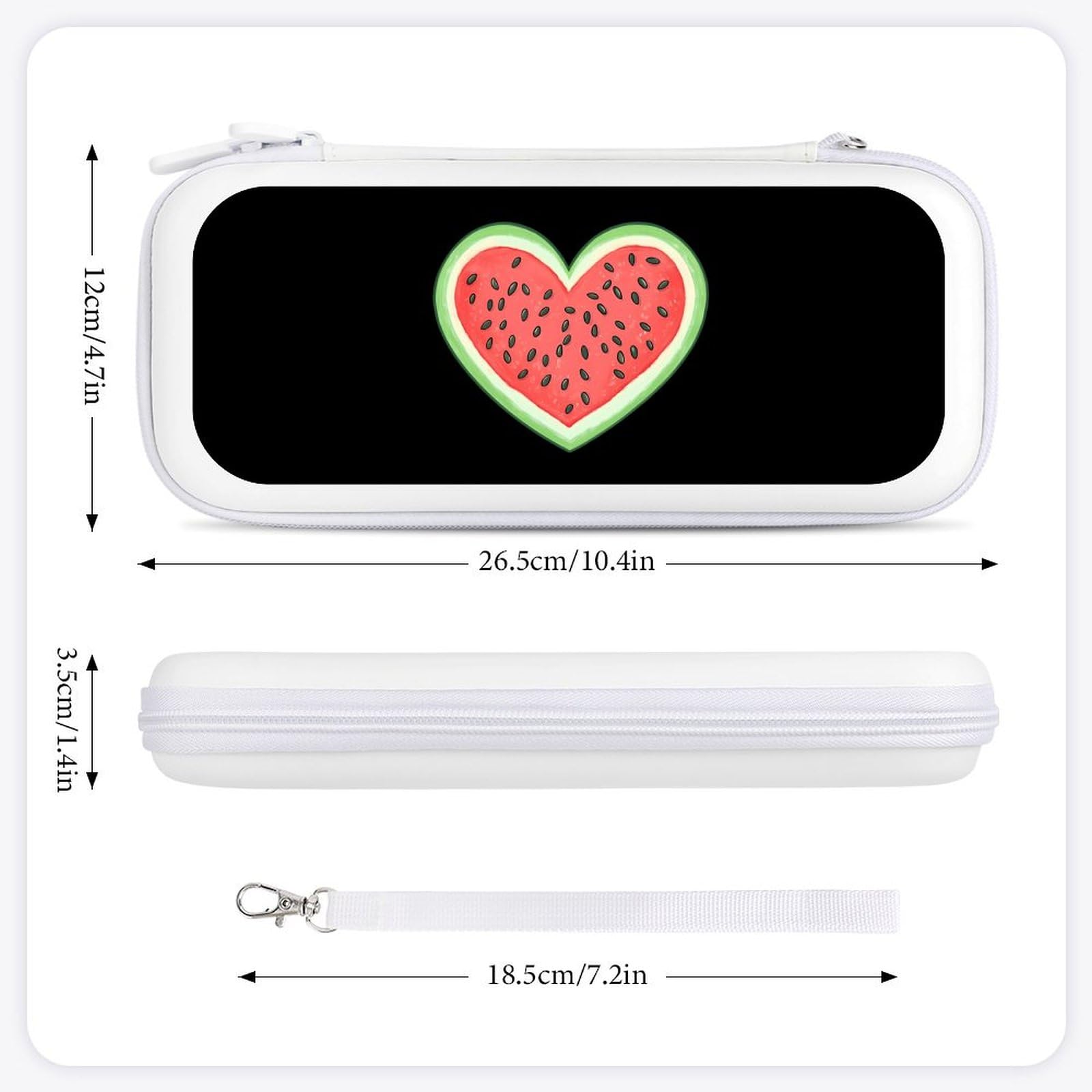 Watermelon Heart Compatible with Switch Carrying Case Hard Travel Game Bag Pouch with 15 Games Accessories White-style