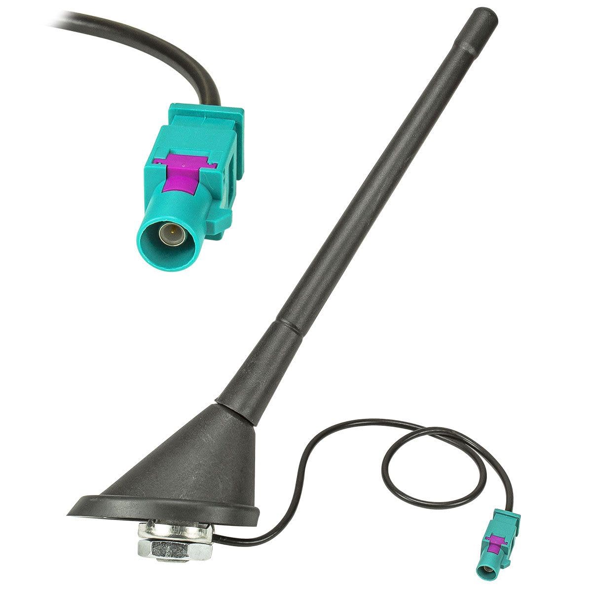 tomzz Audio 1057-002 Fakra Antenne Dachantenne im 16V Design mit Verstärker kompatibel mit Audi Skoda VW 72 Grad Stab 17,5cm