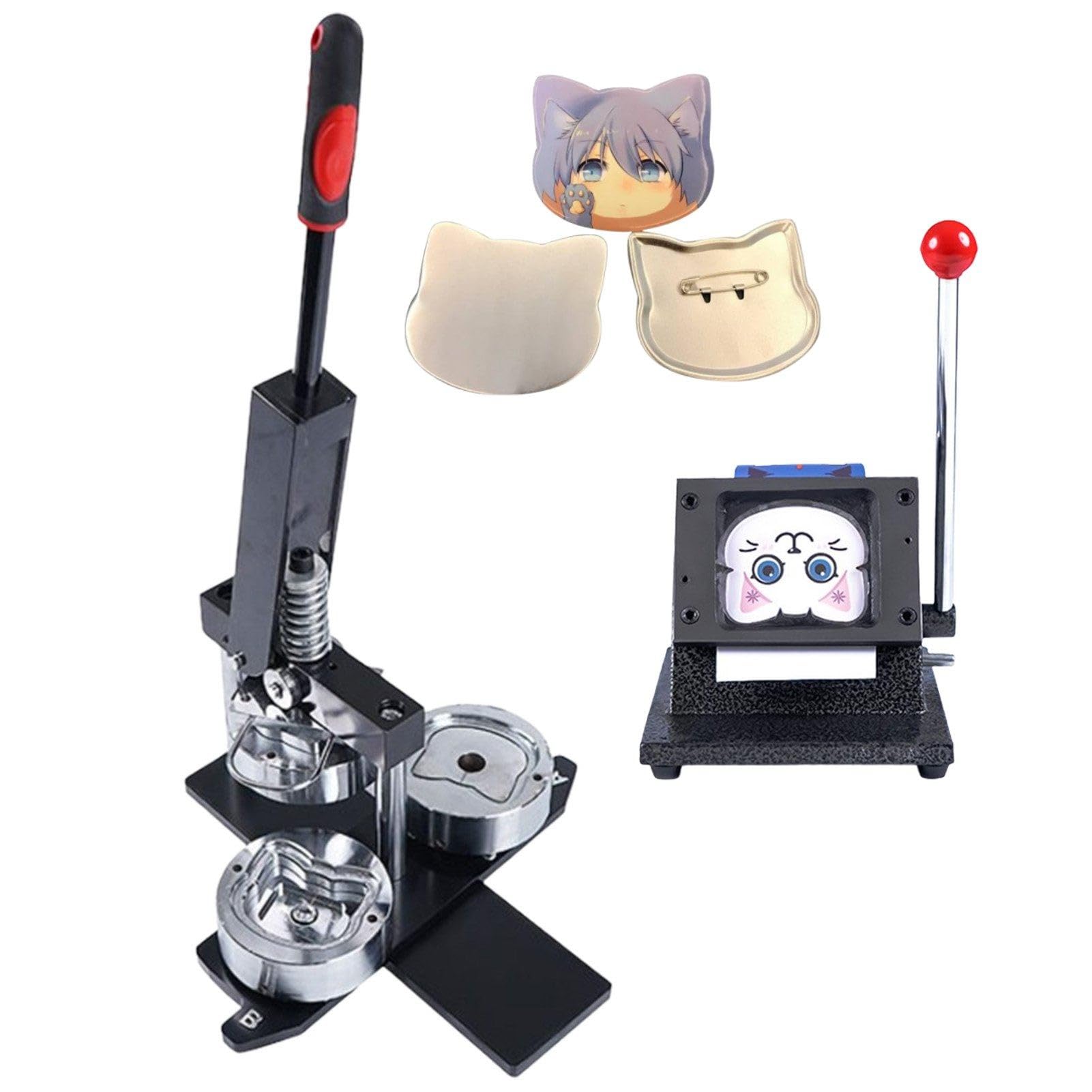 Zykuosus DIY Badge Maker Kit with Paper Cutter, Press, and 100 Crafting Sets For alized Shields, Cat Faces, Stars, Shapes