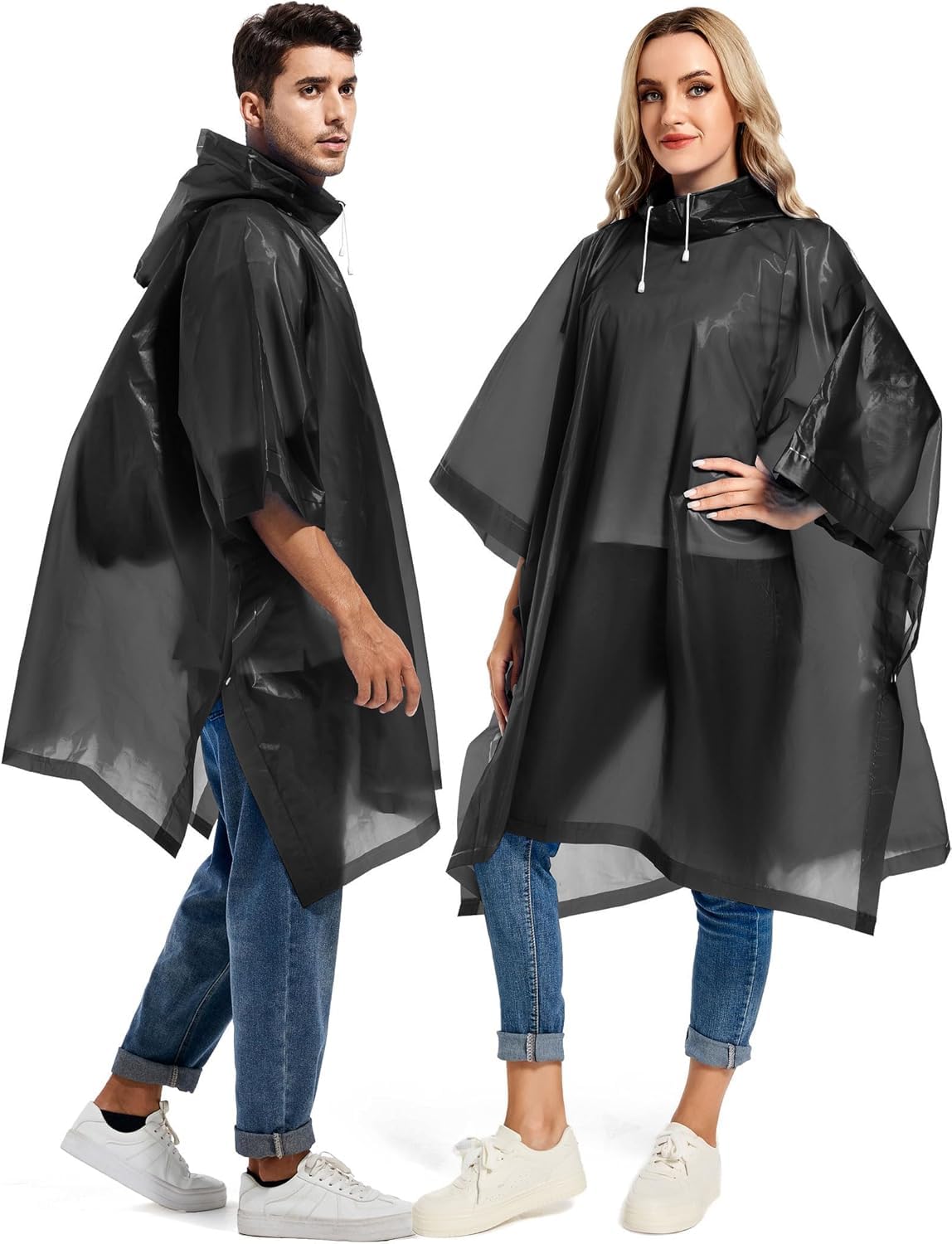 YANKUIRUI Regenponcho Damen Herren Wasserdicht, 2 Stück Regenmantel für Damen Herren, Regencape für Disney, Wandern, Radfahren, Camping und Reisen