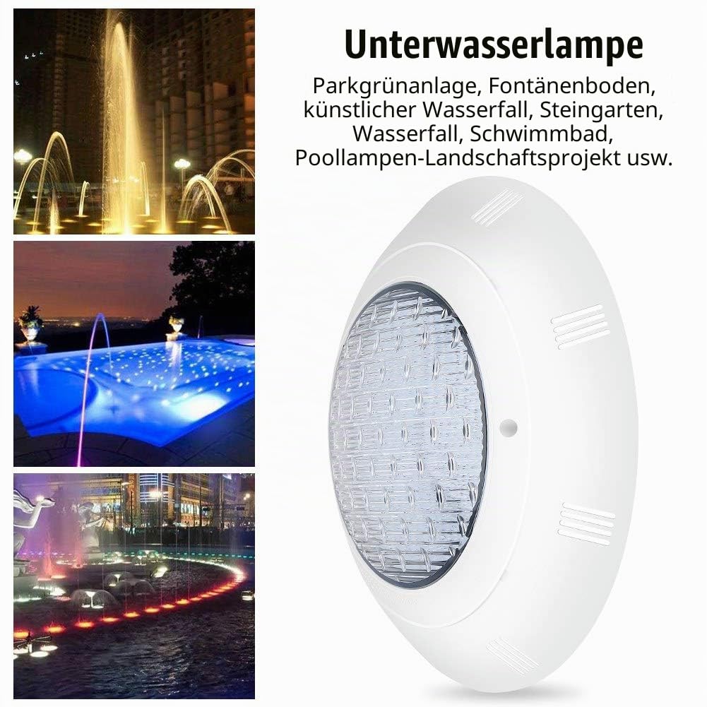 Dioche LED Unterwasserlampe,IP68 Wasserdichtes dimmbares RGB-Poollicht, Unterwasser-Scheinwerfer mit Kabeln und Fernbedienungen, 18-W-LED-Tauchlichter mit 7 Farben, für Brunnen, Teich, Pool