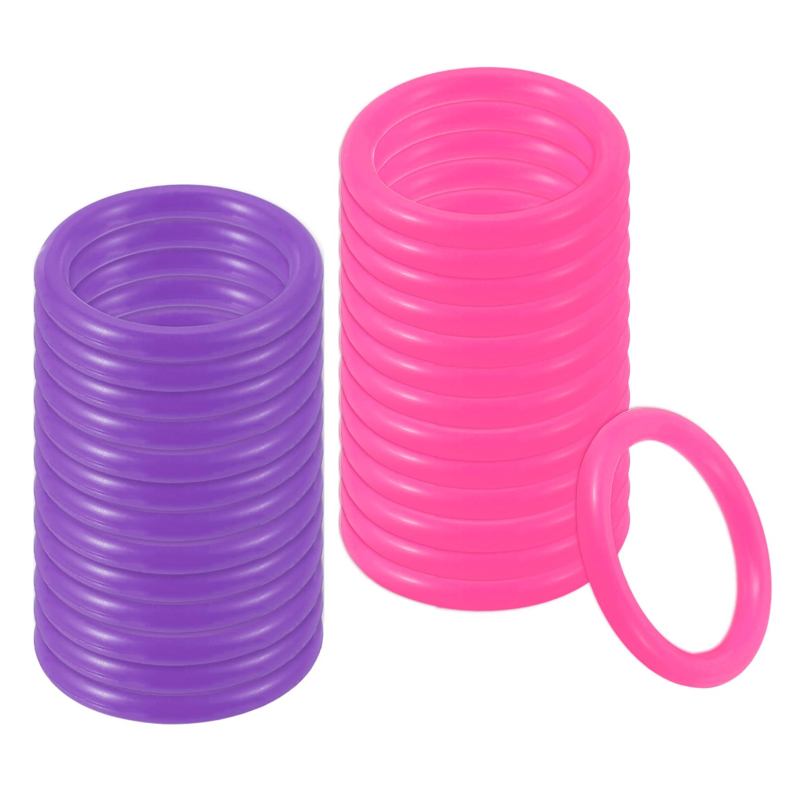 PATIKIL 2" Plastic Ring-Toss Rings for Bottles, 60 Pack Carnival Rings Plastic Hoops for Speed and Agility Practice Outdoor Party Favor, Pink/Purple — image 1