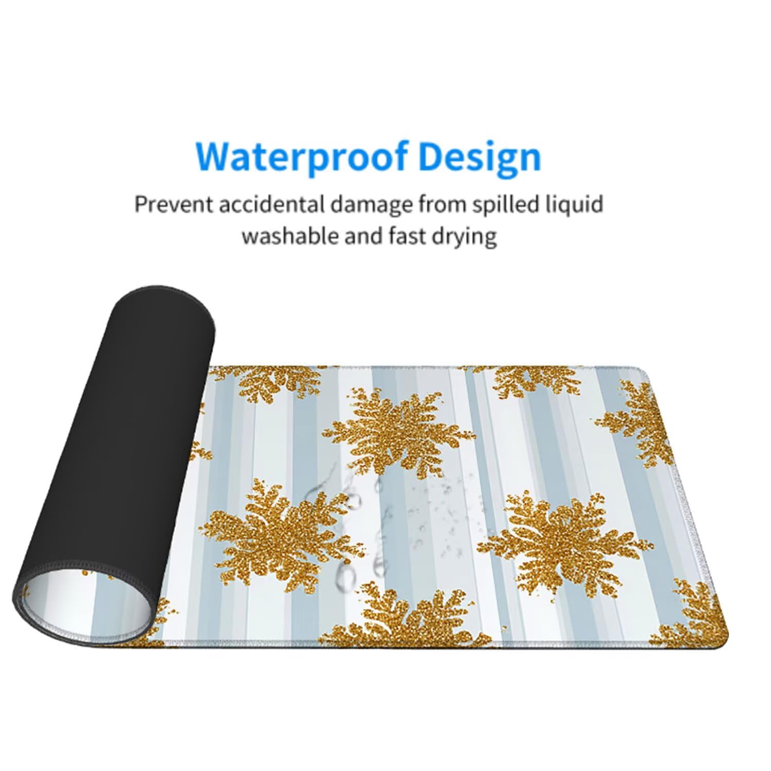 Niebieska podkładka pod mysz pod mysz pod mysz do gier XXL 1400 x 600 x 3 mm podkładka pod mysz gumowa płatek śniegu duża podkładka pod rękę dla graczy akcesoria PC antypoślizgowe i wodoodporne, do