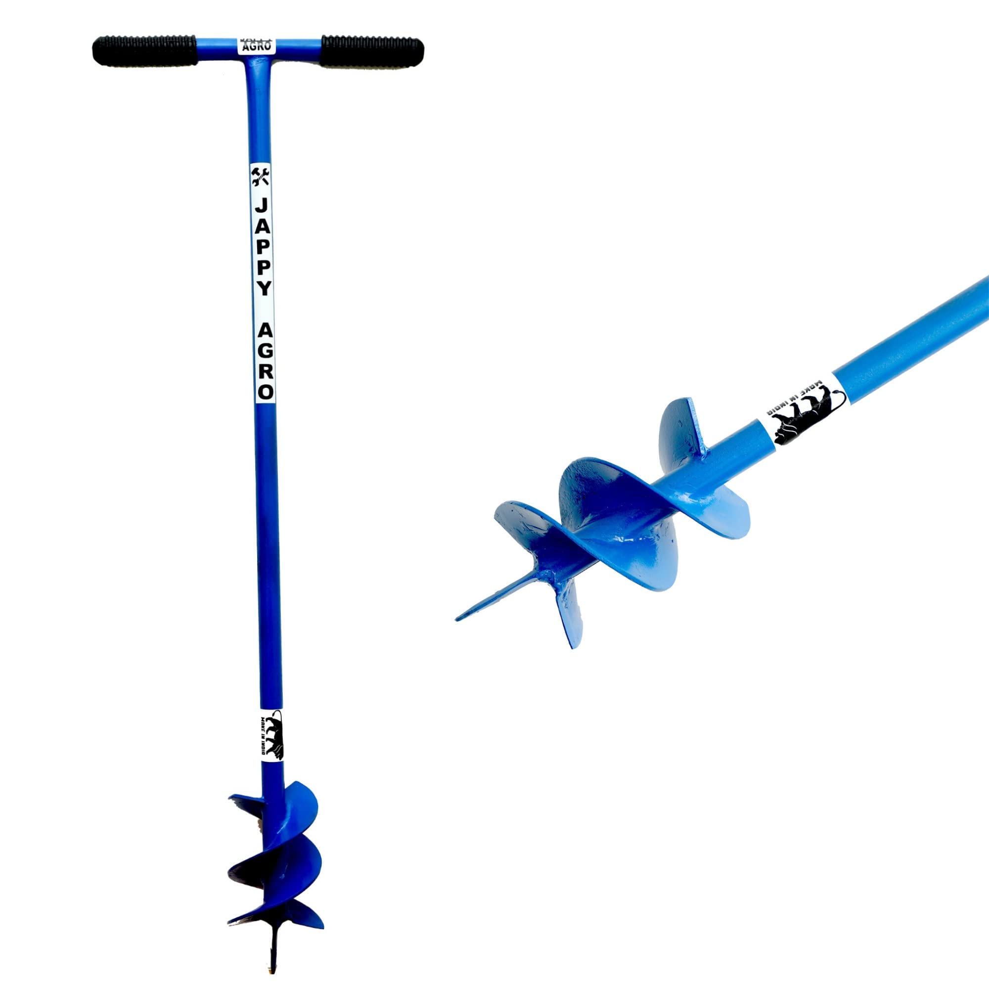 Earth Digger Auger Manual Tempered Dual Blade 4 inch Round Holes for Plantation Agriculture Garden Tools