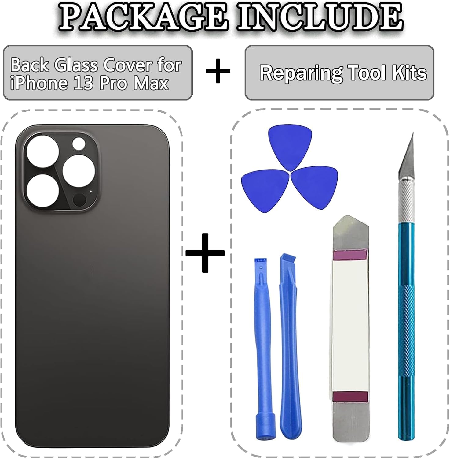 13 Pro Max Vitre arrière de Rechange pour iPhone 13 Pro Max avec kit d'outils de réparation(Graphite)