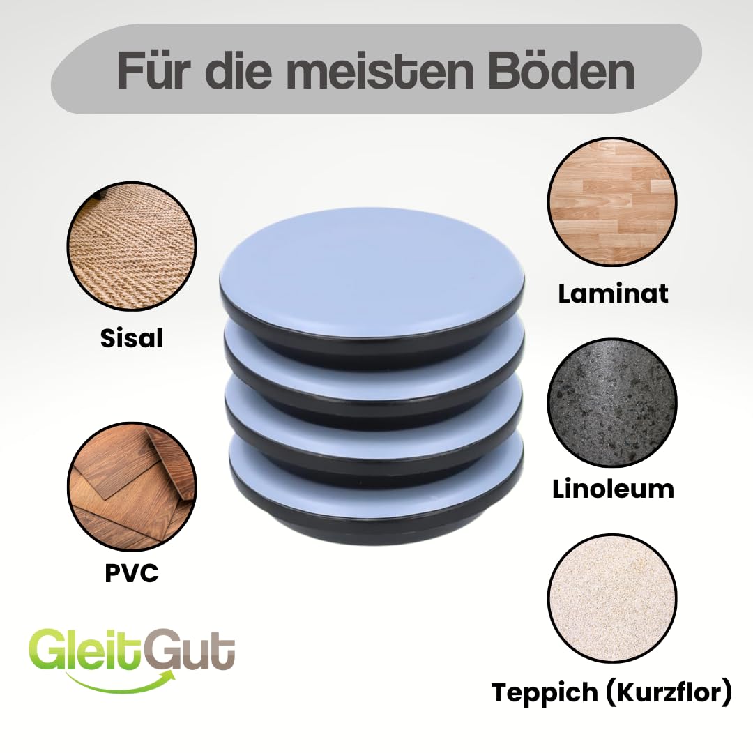 Filzada® 4 X Teflon Gliders, Self-adhesive, Diameter 50 Mm (round), Professional Furniture Gliders/carpet Gliders, PTFE (Teflon