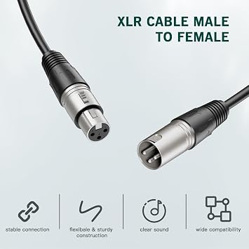 FIFINE XLR/USB Dynamic Mic with 10ft XLR Cable Kit, Studio Recording Microphone for Streaming with Mute Tap, Volume Control, Headphones Jack, Black Mic Wire Compatible with Audio Mixer (K688W+L9)