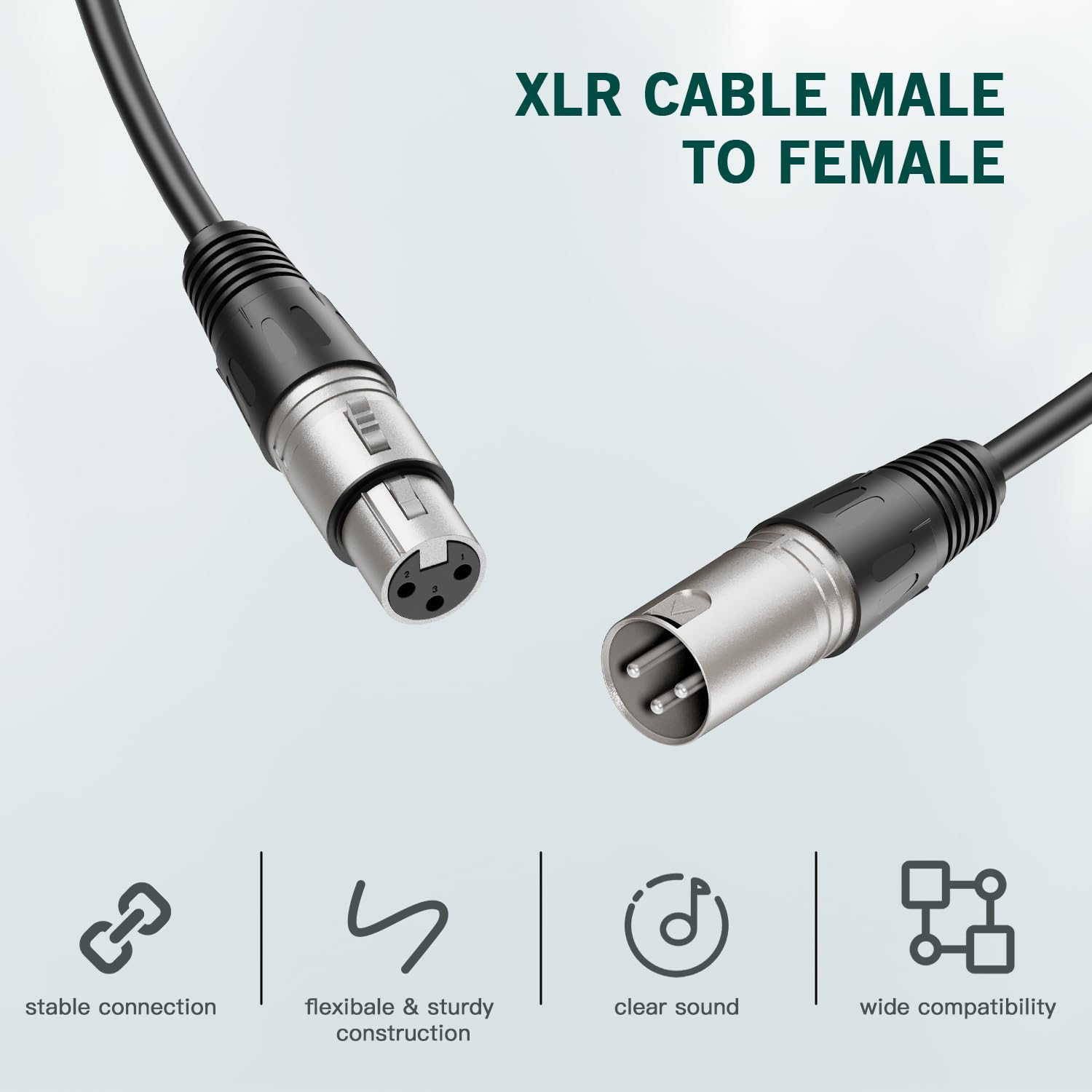 FIFINE XLR Cable, Microphone Audio Cable, 9.8ft Cable with Balanced 3 PIN, XLR Male to Female Cord, Compatible with XLR Microphone for Recording Podcast Streaming, Black-L9