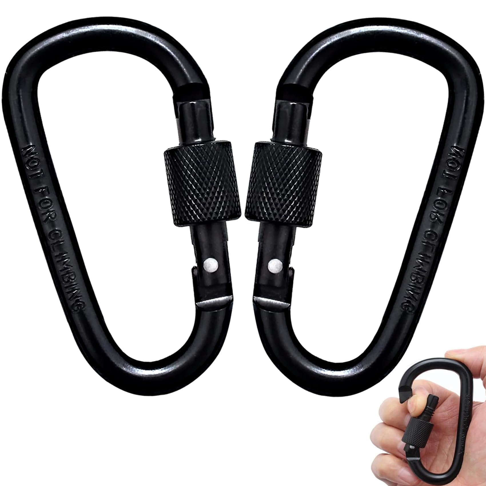 2 Piezas Mosqueton Negro,Mosqueton Pequeño,Mosquetones Pequeños,Carabiner,para Colgar Objetos Pequeños,Pescar,Acampar,Decorar