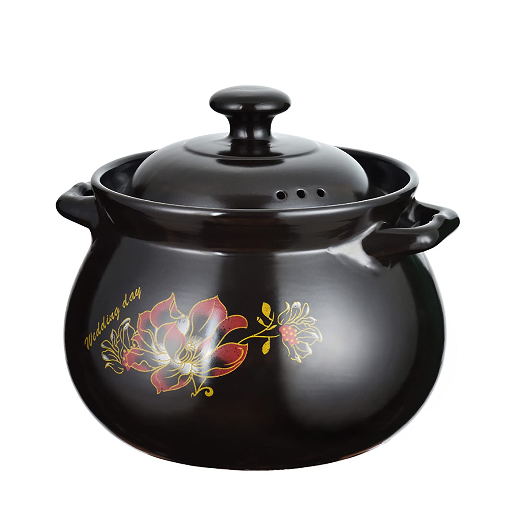 Nnycc Black Clay Pot For Cooking,Chinese Casserole With Lid Home Kitchens Cookware For Stew Soups And Rice,,4L