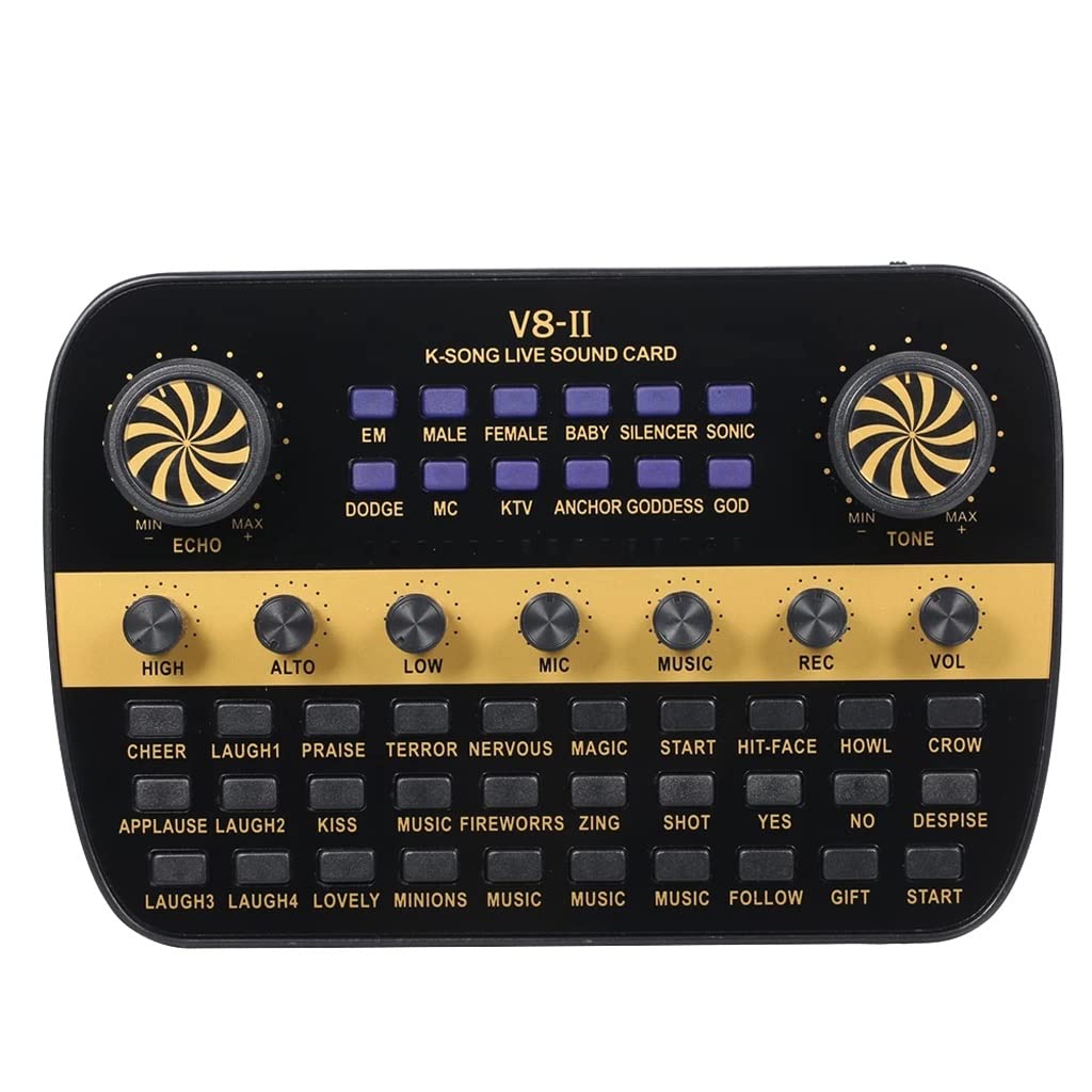 MRKU Carte Son V8 Live Mixeur Audio Intelligent à Volume réglable Carte Son pour Ordinateur PC Son en Direct