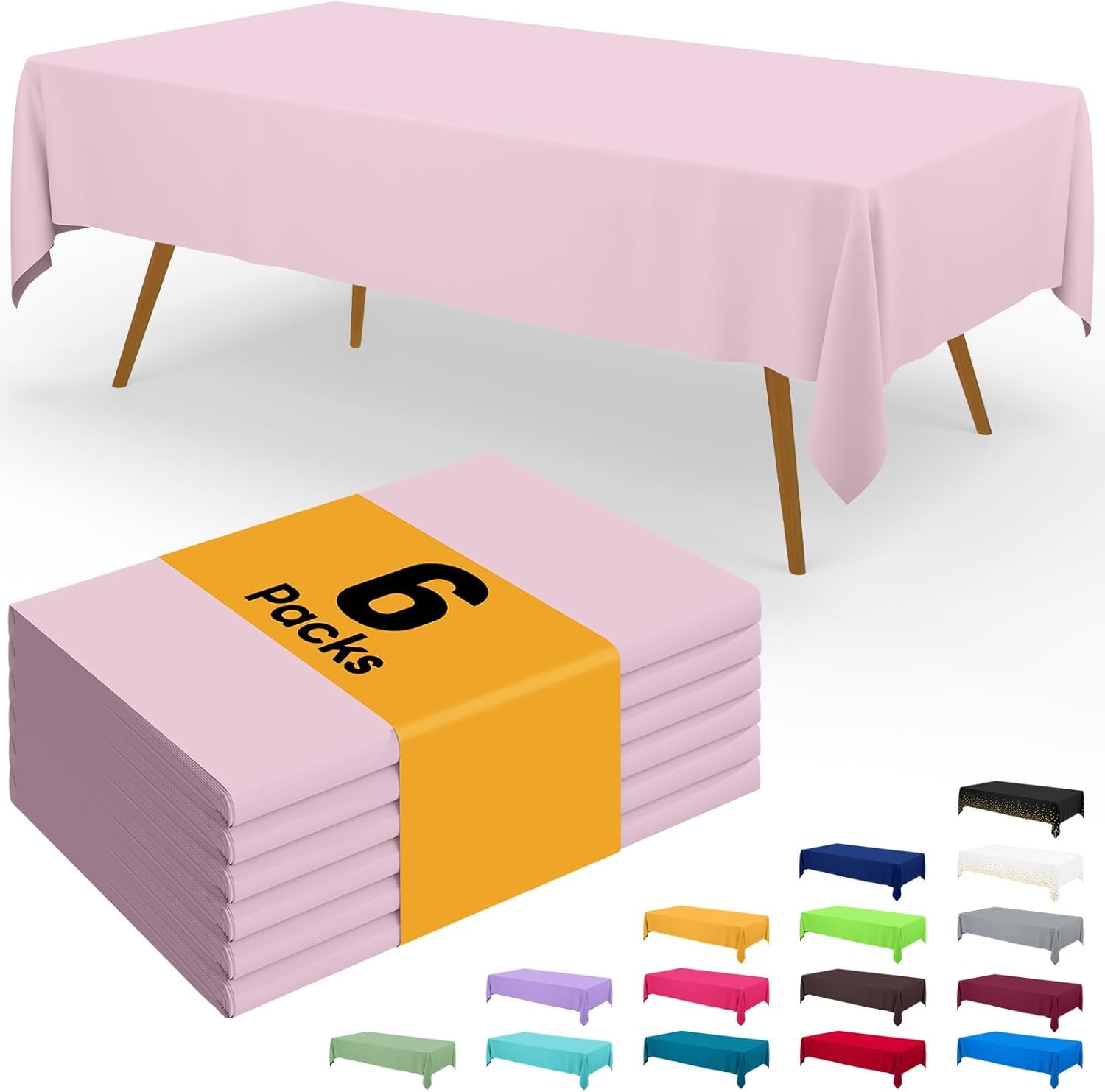 Homaxy Disposable Table Cloth - 6 Pack, 137 x274 cm, Pink