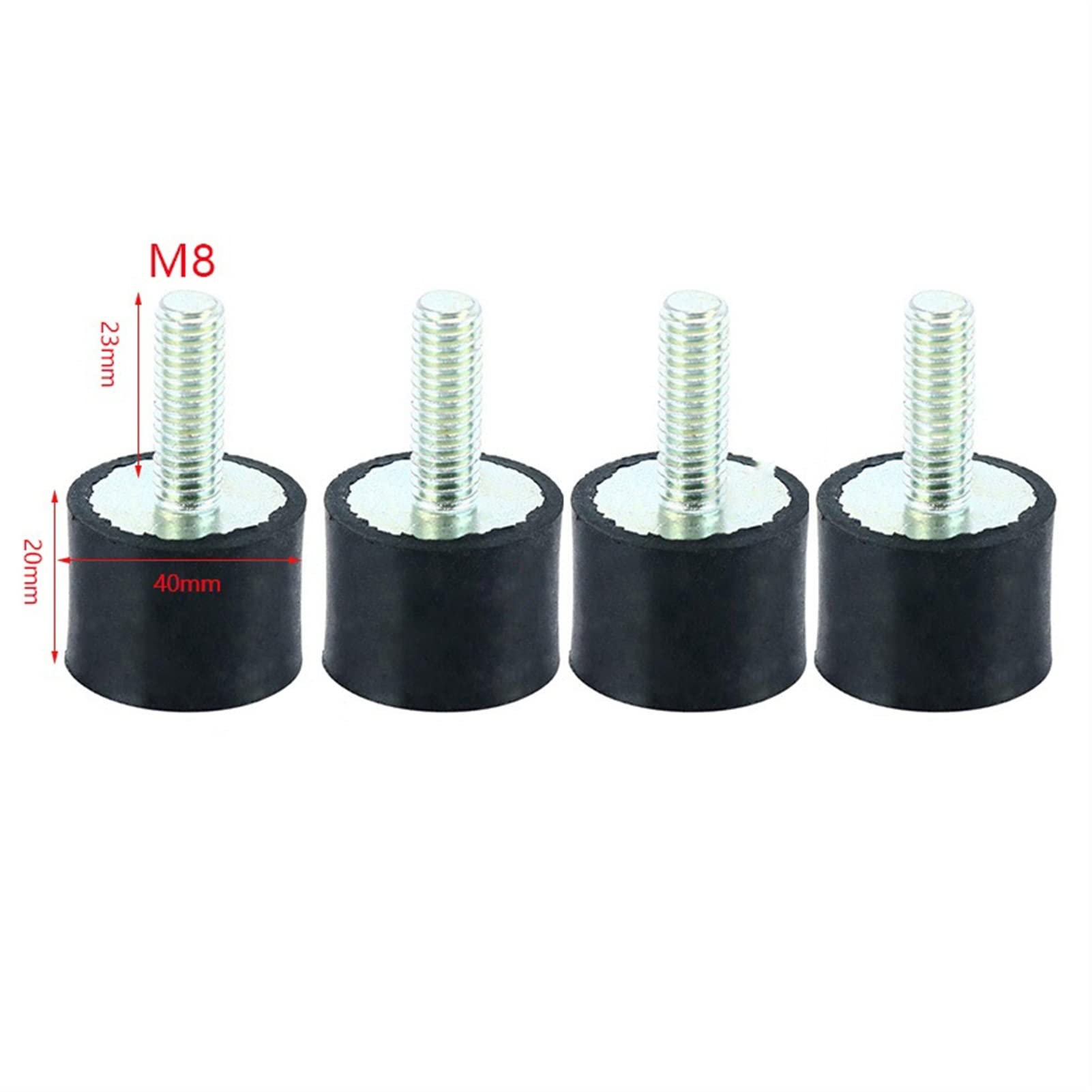 Soportes de Bobina de Goma, Soportes aisladores de vibración, 4 Piezas de Rosca M8, aislador de Bobina cilíndrico Que Absorbe los Golpes(M8 40x20mm)
