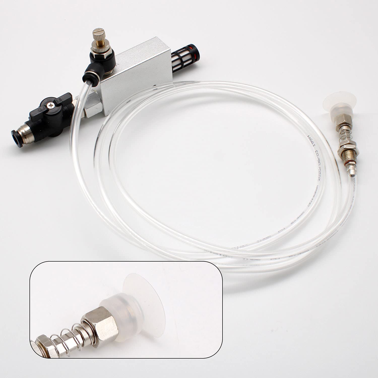 TS-M10-L80-11 Supporto a Ventosa e 3 Pezzi Ventosa Tre Diversi Modelli （HSP-25-2/ HSP-20-2/ HSP-15-2) Ventose in Plastica, Bianca Ventosa in Plastica Trasparente, per Bracci Robotici