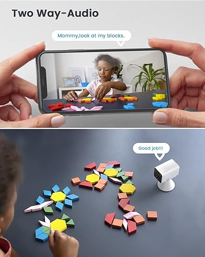 Miniatura 4 de ieGeek Cámaras inalámbricas para interiores para seguridad del hogar, mini cámara WiFi de batería para interiores, 1080P, audio de 2 vías, alarma