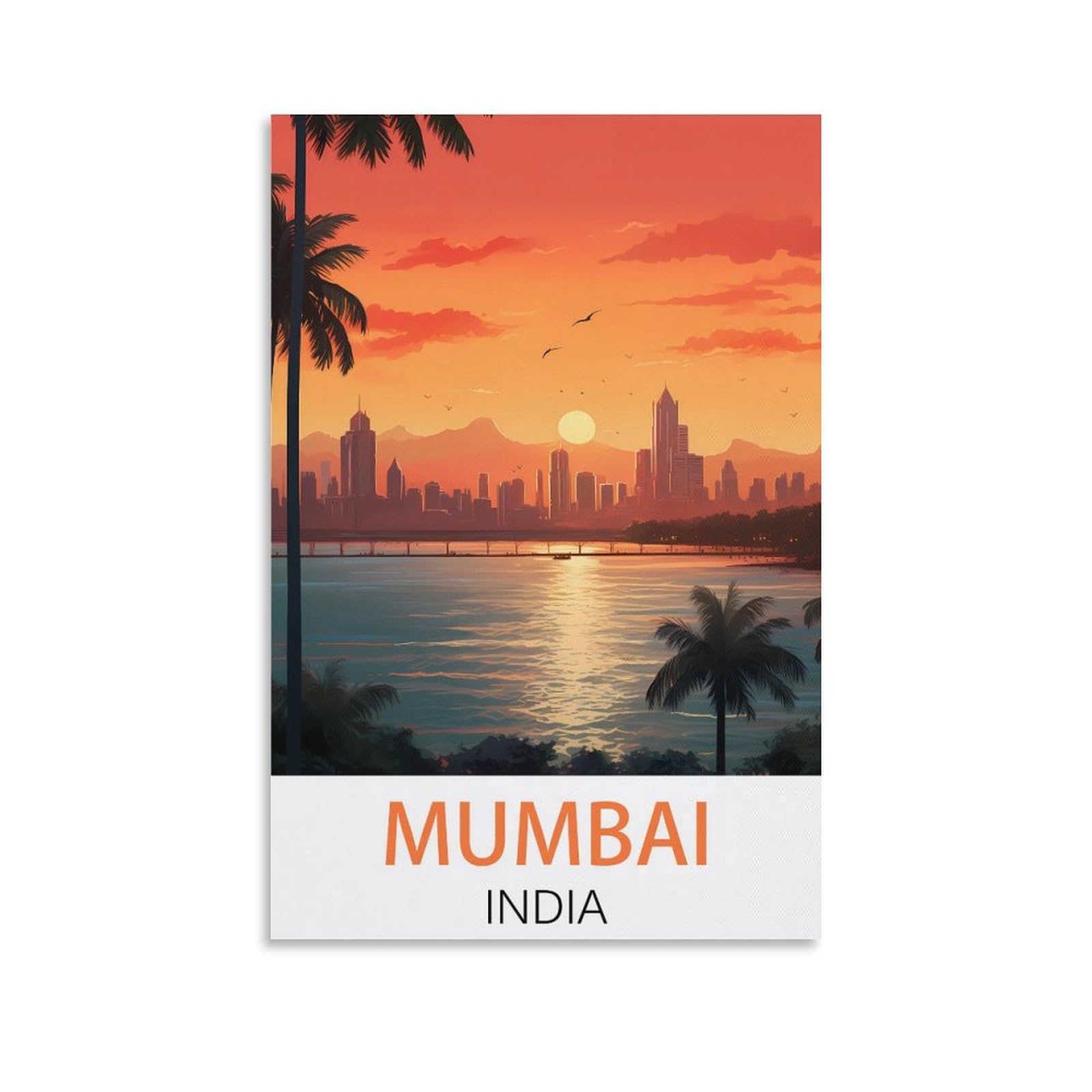 JavoN Mumbai India Vintage Travel Posters 08x12inch(20x30cm) Canvas Art Poster And Wall Art Picture Print Bedroom Decor