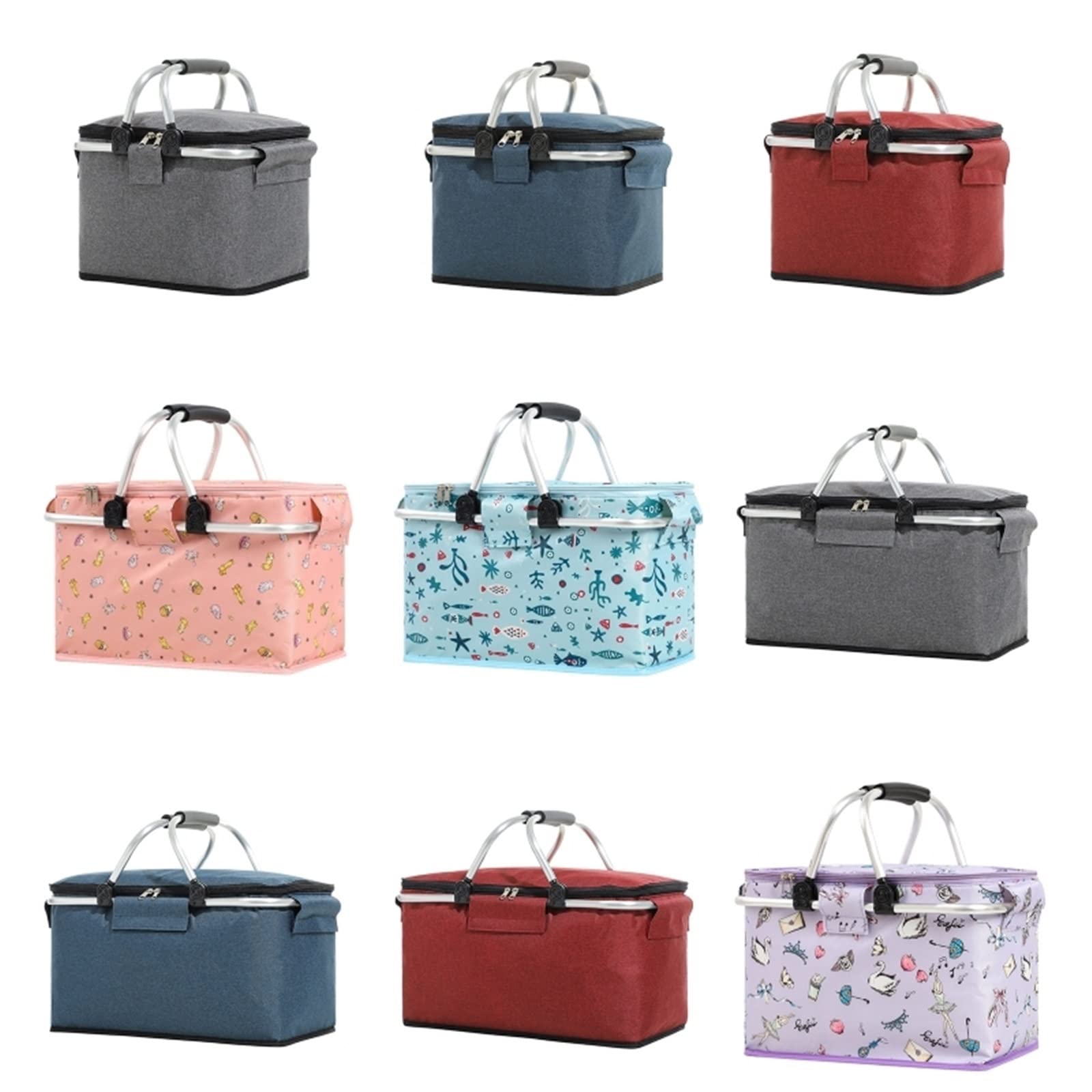 Panier Pique-Nique Isotherme 30L - Panier Glacière Portable Compartiment Frais Pique-Nique Familial