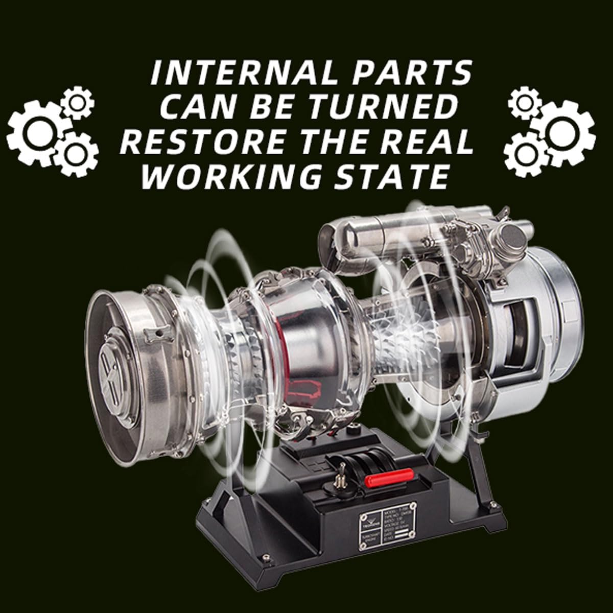 T700 Turboshaft Engine Model showing internal parts rotating