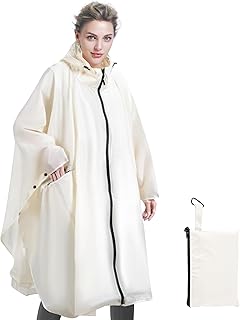 Poncho Impermeable Mujer Unisex Reusable con Capucha y Cremallera, Ligero y Resistente para Senderismo, Camping, Ciclismo y Actividades al Aire Libre