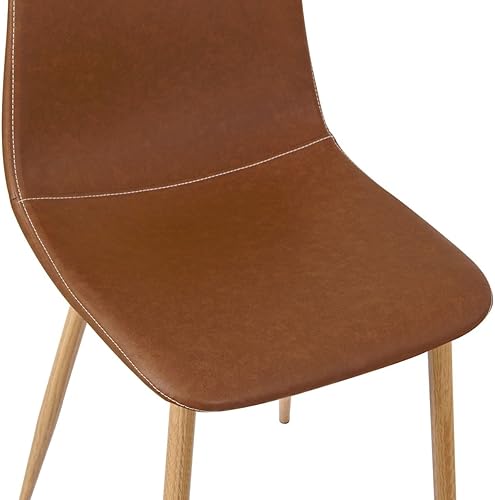 Miniatura 5 de FurnitureR Juego de 4 sillas de comedor, sillas tapizadas sin brazos, silla auxiliar de cocina con patas de metal negro para sala de estar, color