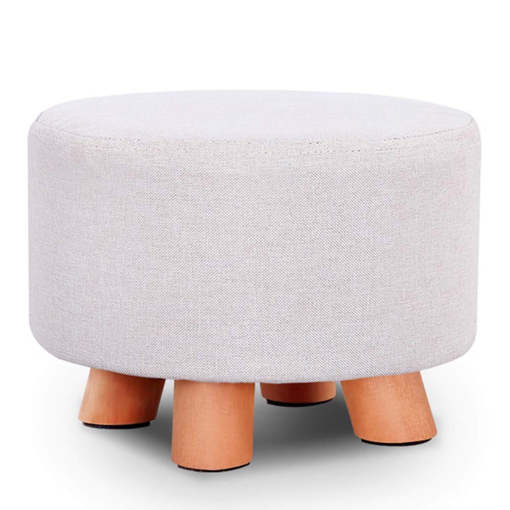 Pouf et repose-pieds blanc en bois massif de 28x20cm avec éponge haute résilience