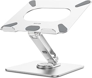 BESIGN LSX7 Laptop Stand with 360° Rotating Base, Ergonomic Adjustable Notebook Stand, Riser Holder Computer Stand Compatible with Air, Pro, Dell, HP, Lenovo More 10-15.6" Laptops, Lapdesk, Silver