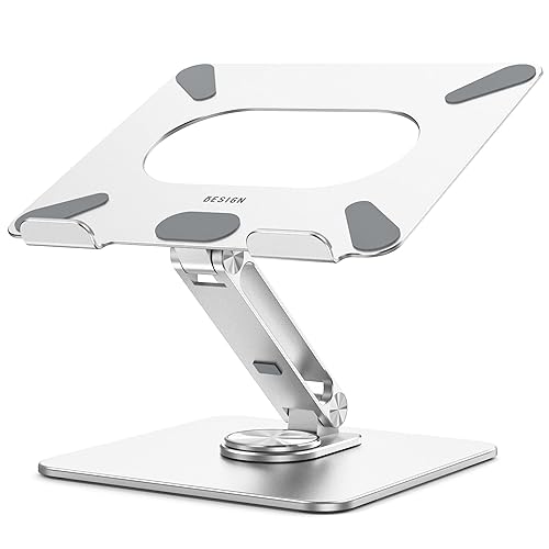 BESIGN LSX7 Laptop Stand with 360 Rotating Base, Ergonomic Adjustable Notebook Riser Holder Compatible with Air, Pro, Dell, HP, Lenovo More 10-15.6" Laptops (Silver)