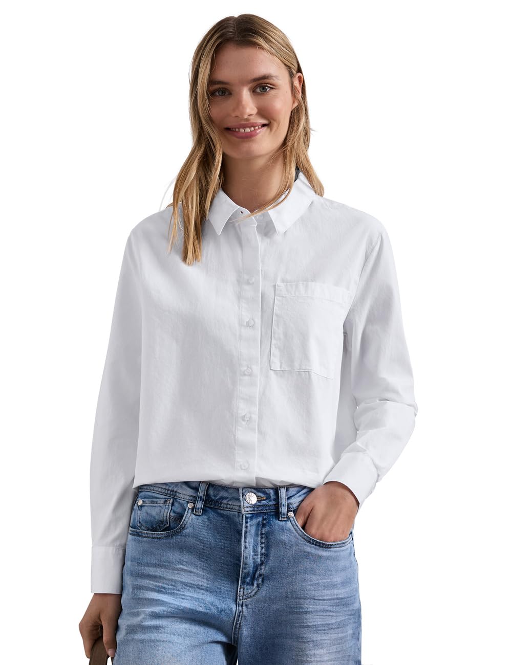 Street One Damen Langarm Bluse mit Hemdkragen aus Twill