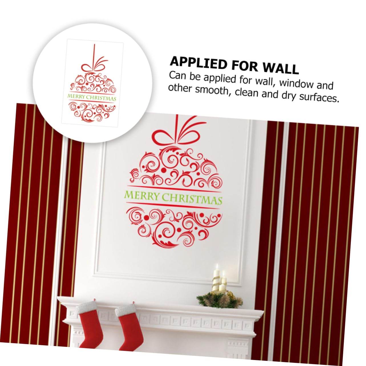 Cabilock 3 Pezzi Adesivo Murale Natalizio Chic Decorazione per Finestre e Stickers Natalizi Riutilizzabili per Supermercati Negozi e Festivi