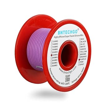 BNTECHGO 22 Gauge Silicone wire spool 50 ft Purple Flexible 22 AWG Stranded Tinned Copper Wire