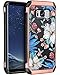Galaxy S8 Case, BENTOBEN Shockproof Anti-scratch 2 in 1 Hybrid Hard PC TPU Bumper Floral Pattern Chrome Protective Case for Samsung Galaxy S8 (5.8 inch), Rose Gold