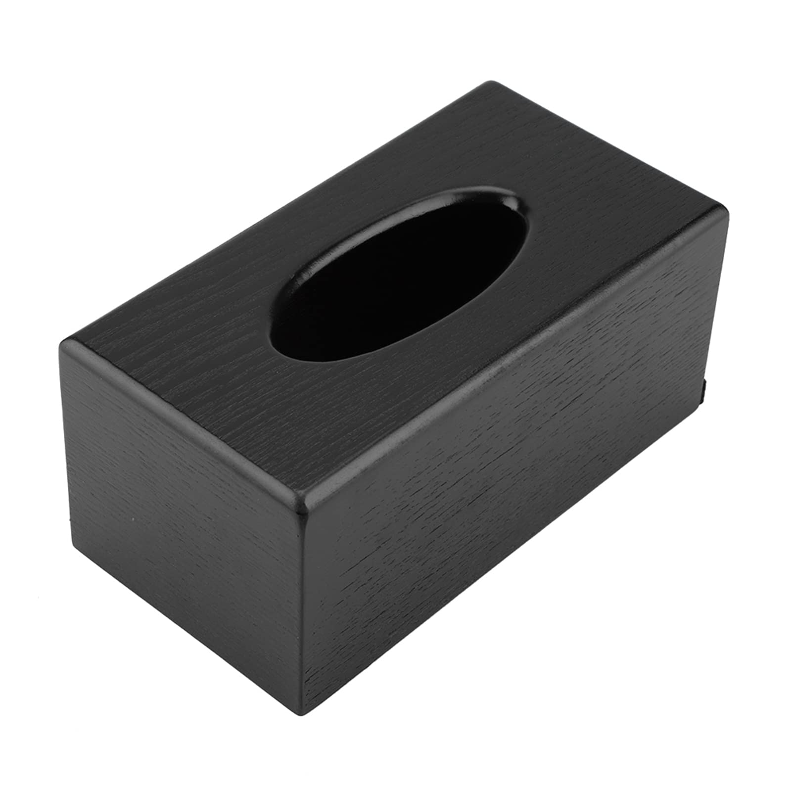 Dioche Metalowy Pojemnik na Chusteczki Eleganckie Drewniane Pudełko na Chusteczki - Prostokątny Wzór do Salonu, Sypialni i Kuchni - Trwały i Stylowy Pojemnik (BLACK)