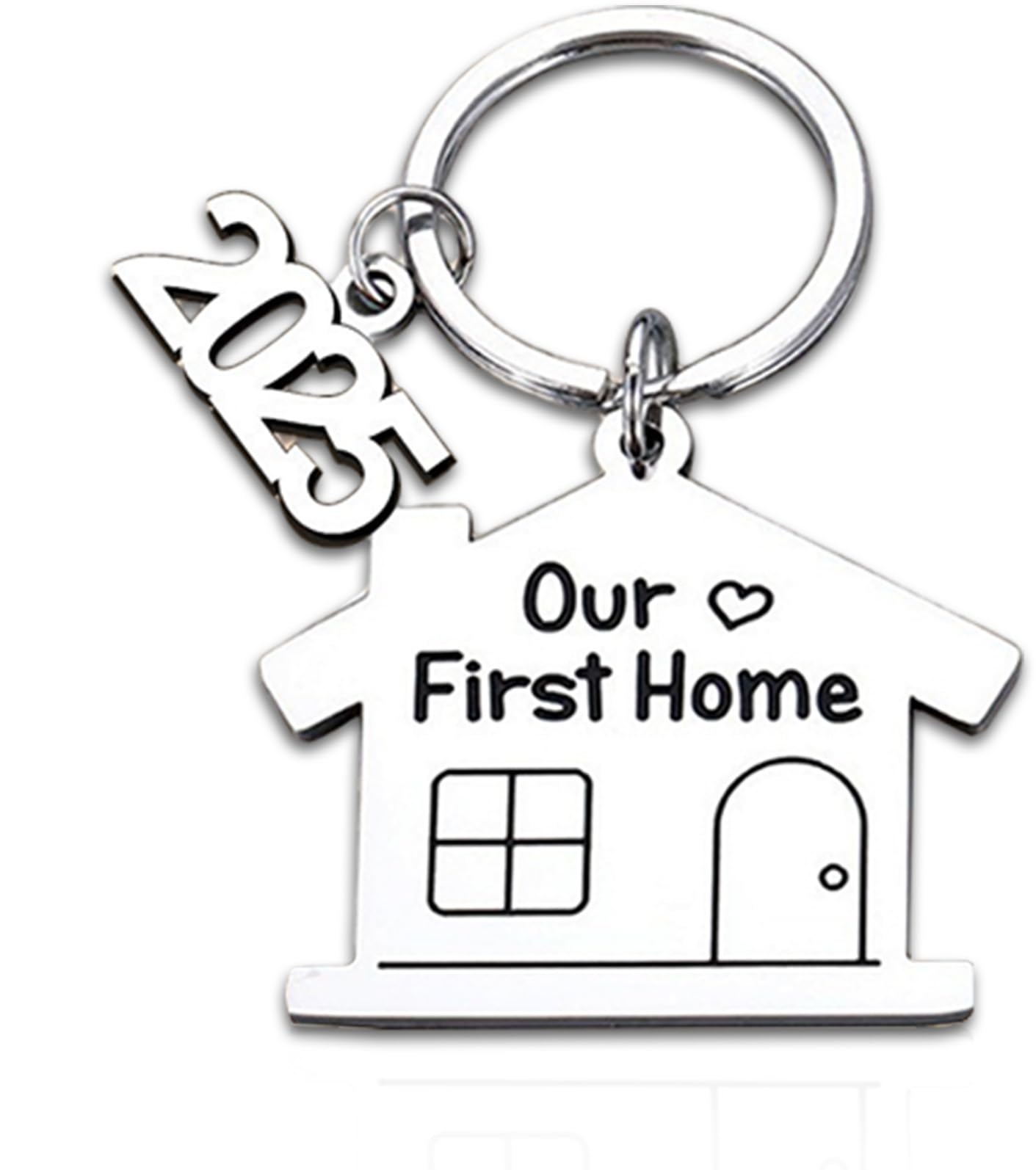 Fnsighd Unisex Silver New Home Keyring,Stainless Steel Home Keyring,2025 Keychain For Housewarming Our First Home Keyring,Creative New House Warming Gifts New Houses Keyrings,House Accessories For Homes,For Friends Family