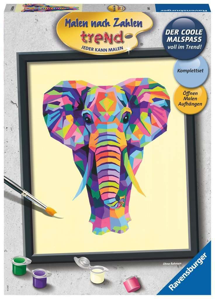 Ravensburger Animals Paint by Numbers 28987 - Colourful Elephant - from 12 Years