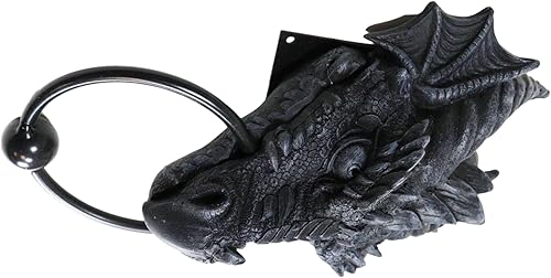 Miniatura 2 de Ebros Gift Gótico Antiguo Dragón Cuernos Wyvern Monarca Guardián Cabeza Aldaba de puerta Mitos y leyendas Calabozos y Dragones Decoración del hogar
