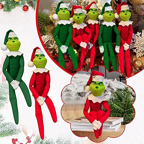 Green Monster Doll Christmas Suffed Plush Toy Red Green Monster Elf Ornament for Xmas Home Decor Gifts (2pcs) - Image 3