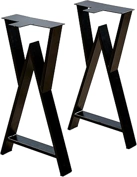 Heavy Duty Metal Furniture Table Legs 24 inch Height Black DIY Iron Legs Industrial Square Tube Sturdy Legs for Bench Coffee Computer Dinning Table Office Desk Legs 2 Pcs with Screws