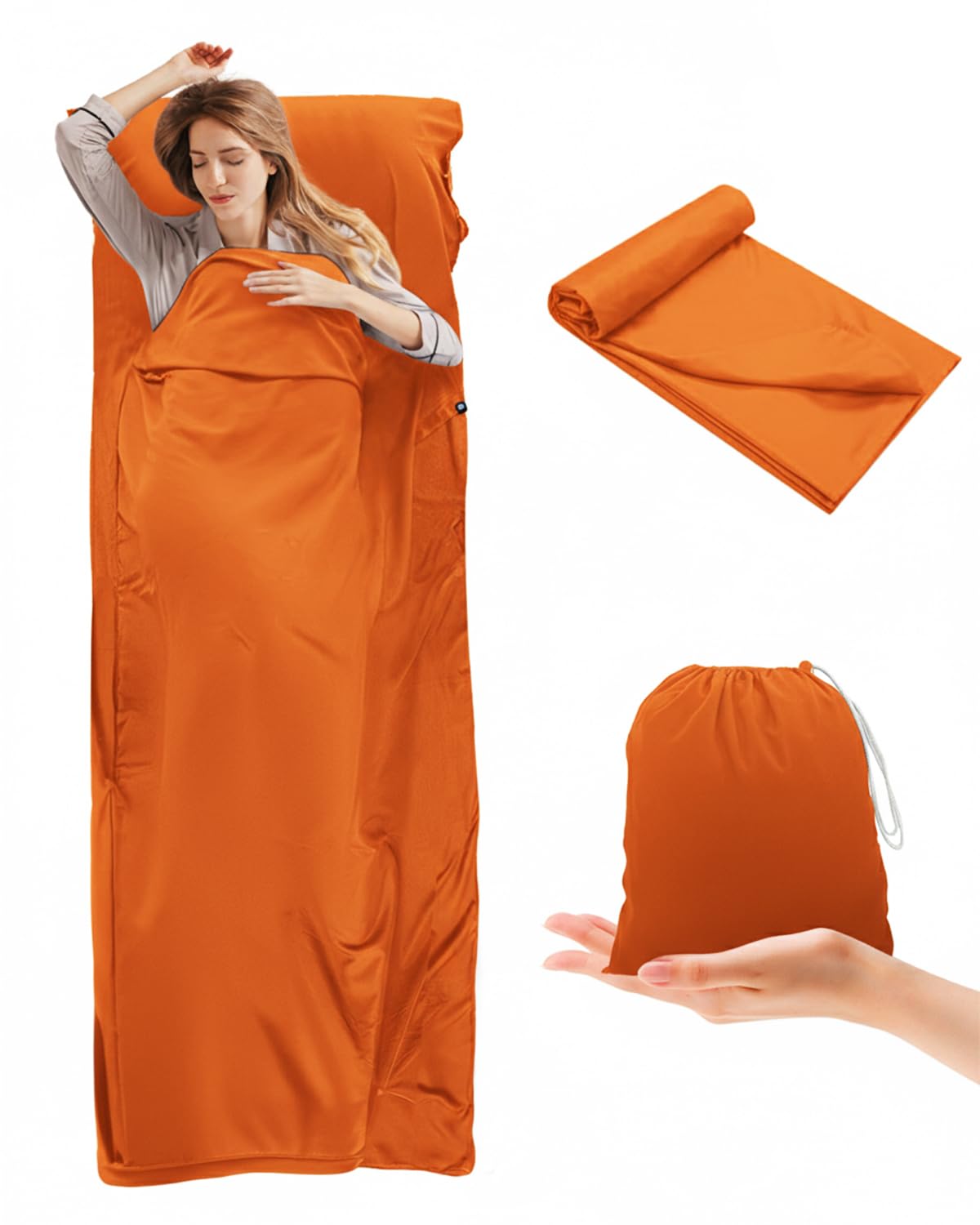 Sleeping Bag Liner with Bottom Zipper, Lightweight Polyester Travel Sleep Sack