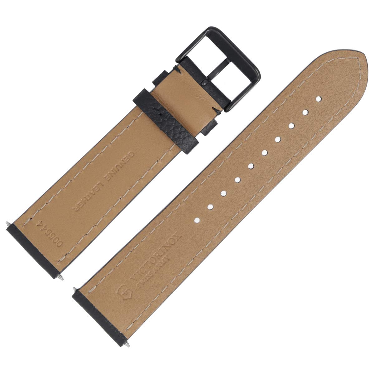 Victorinox Uhrenarmband 22mm Leder Schwarz Struktur - 005544