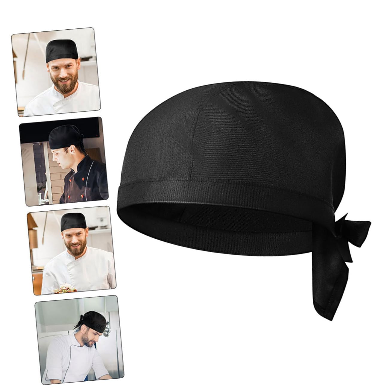 IMIKEYA Cappello da Cuoco Piatto Nero 10 Pezzi in Cotone Unisex