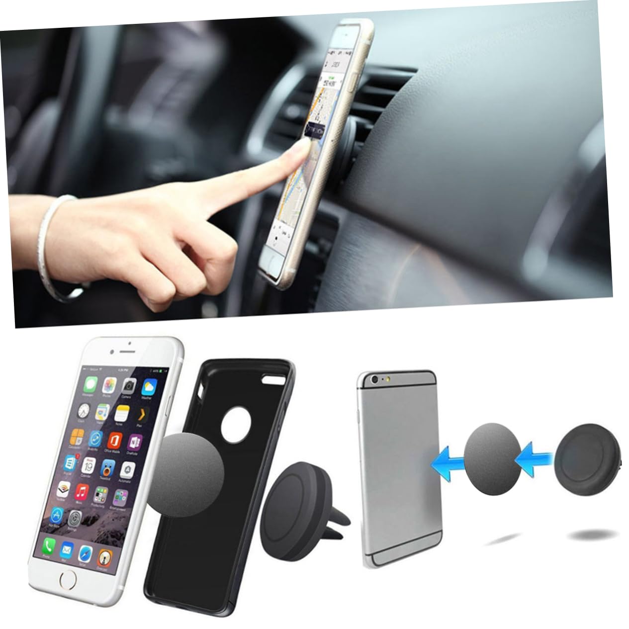 Housoutil 30 Pcs Adhesive Metal Plate Metal Plate for Phone Magnet Magnetic Car Vehicle Mount Holder Magnetic Patch Metal Plate for Phone Mount Phone Metal Plate with Adhesive Sticker