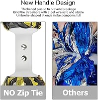 Vista 3 de Hooshing 2 piezas Pompones de animadora profesionales con mango de bastón (sin cordón de sujeción) para equipo de animadoras, deportes