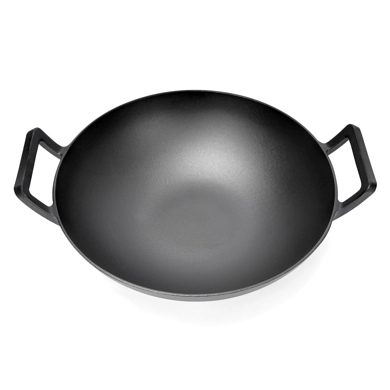 GFTIME Żeliwny wok Ø 36 cm, do grilla gazowego, do kuchenek indukcyjnych, ogniowych, żeliwnych patelni wok do Weber Spirit, Genesis Gourment, do grilla 57 cm