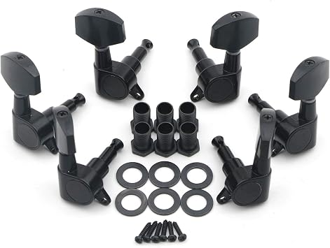 3R3L Electric Guitar Tuning Pegs Machine Heads, Guitar Locking Tuners Black | String Keys Tuners, Button Locking, For Strat Tele, Electric Acoustic Compatible
