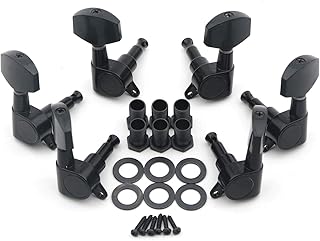 Unxuey 3R3L Electric Guitar Tuning Pegs String Keys Tuners Machine Heads Button Locking for Strat Tele Electric Acoustic Black