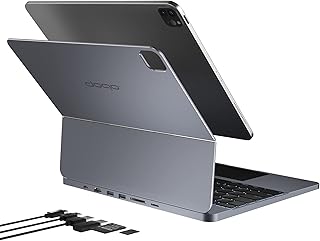 doqo Keyboard Case for iPad Pro 12.9 inch 6th-2022/5th-2021/4th-2020/3rd-2018 Gen with 7 in 1 Hub Docking Station/Touchpad, HDMI Extend Magnetic Floating Cantilever Stand