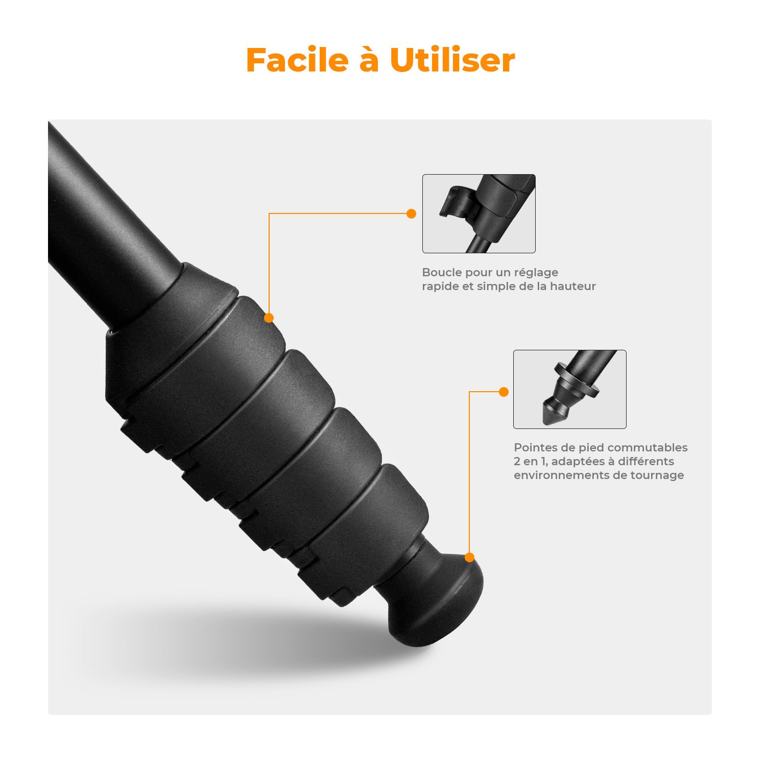 K&F Concept Monopode 160cm, Trépied de Voyage Multifonctionnel Amovible pour Gopro DSLR avec Cordon Anti-Perte, Extensible Appareil Photo, Charge Max 5kg, Poids 0,33kg - MS16
