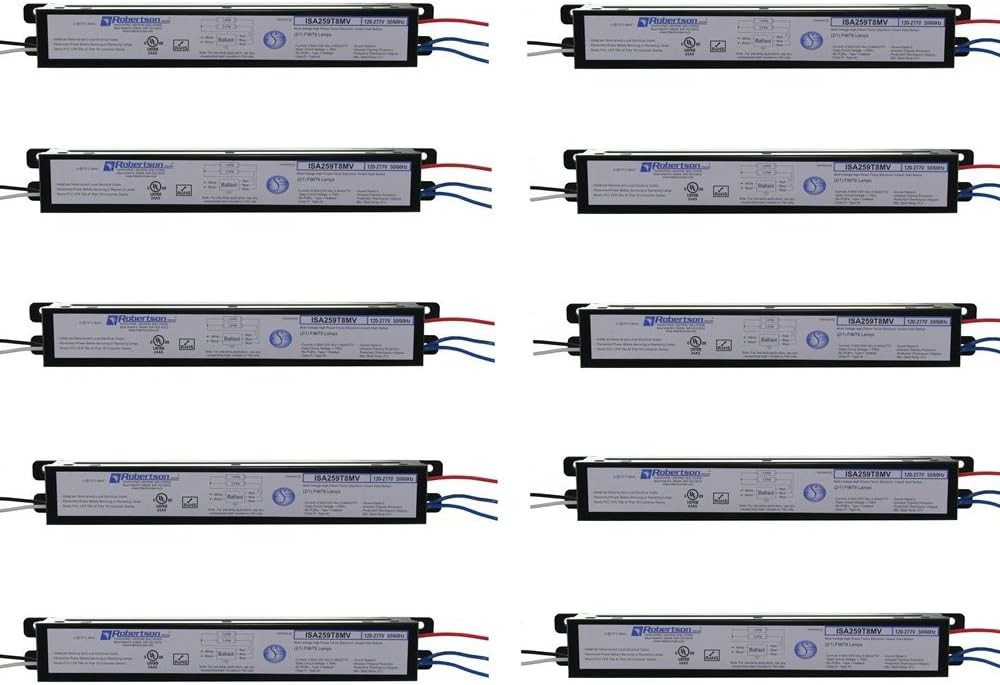 Robertson 1P20124 OEM-Pak of 10 Fluorescent eBallast for 1/2 F96T8 Linear Lamps, Instant Start, 120-277Vac, 50-60Hz, Normal Ballast Factor, HPF, Model ISA259T8MV /A